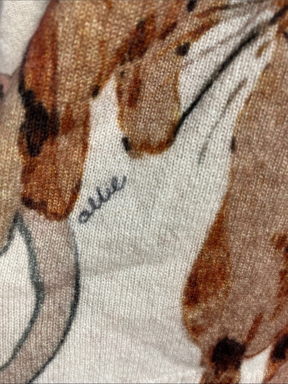 Anthropologie Goldie cashmere Women's Cream Graphic Cat Print  Sweater Medium - Picture 7 of 9
